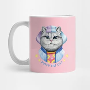 Watercolor Puffy the cat Mug